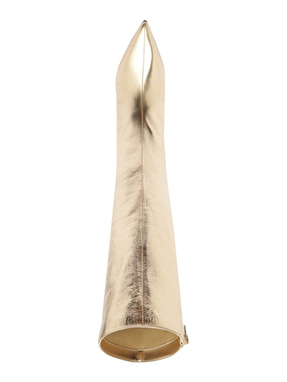 Arezzo Skye Low Stiletto Leather Calf Boots Gold 6.5B ($189) - Picture 2 of 5
